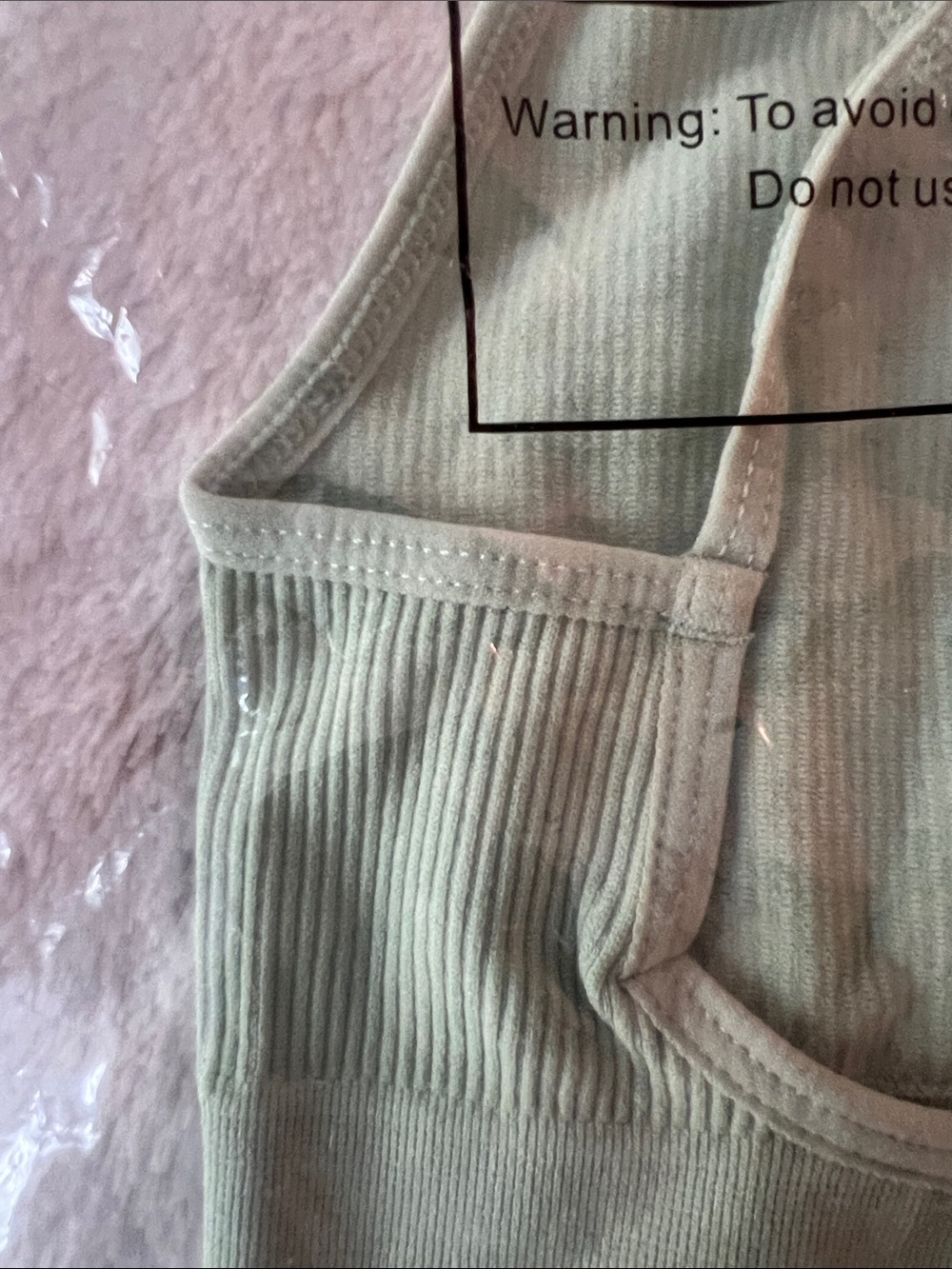 Light Green Ribbed V-Neck Bralette - Picture 3 of 4